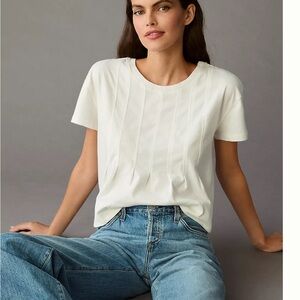 Anthropologie Pilcro Pleated Swing Tee white